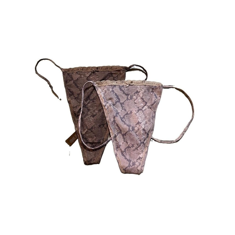Skims Lightweight Cotton Pointelle Lace Trim Thong - NWOT - Brown- 3XL (2)